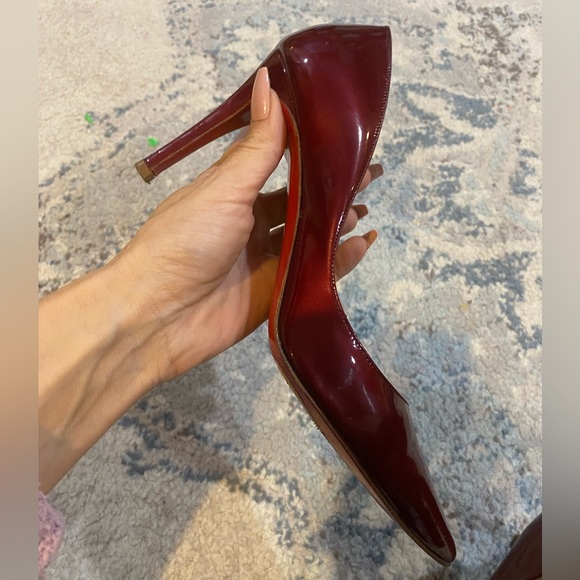 Christian Louboutin Patent Leather Wine Ruby Pump Heels Size 37 - Picture 9 of 15